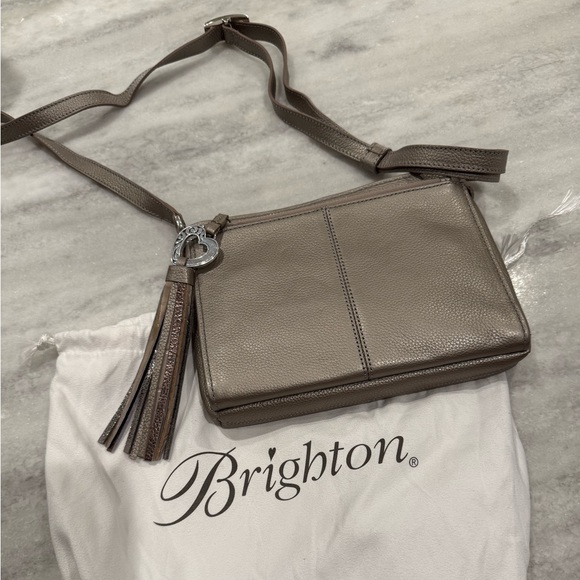 Brighton Barbados City Organizer Bag Leather Handbag In Zinc Pearl NIB Unused
